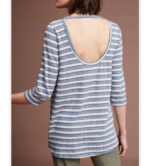 NWT Anthropologie Striped Scoop-Back Tunic - Picture 1 of 3
